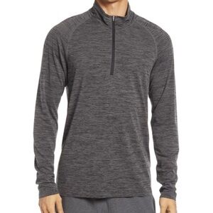 NWT Nordstrom Zella Mens Long Sleeve Seamless Quarter Zip Pullover Grey Size 2XL